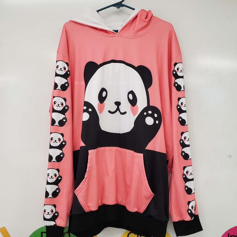 Cute Panda Graphic Women's Hoodie - Pink